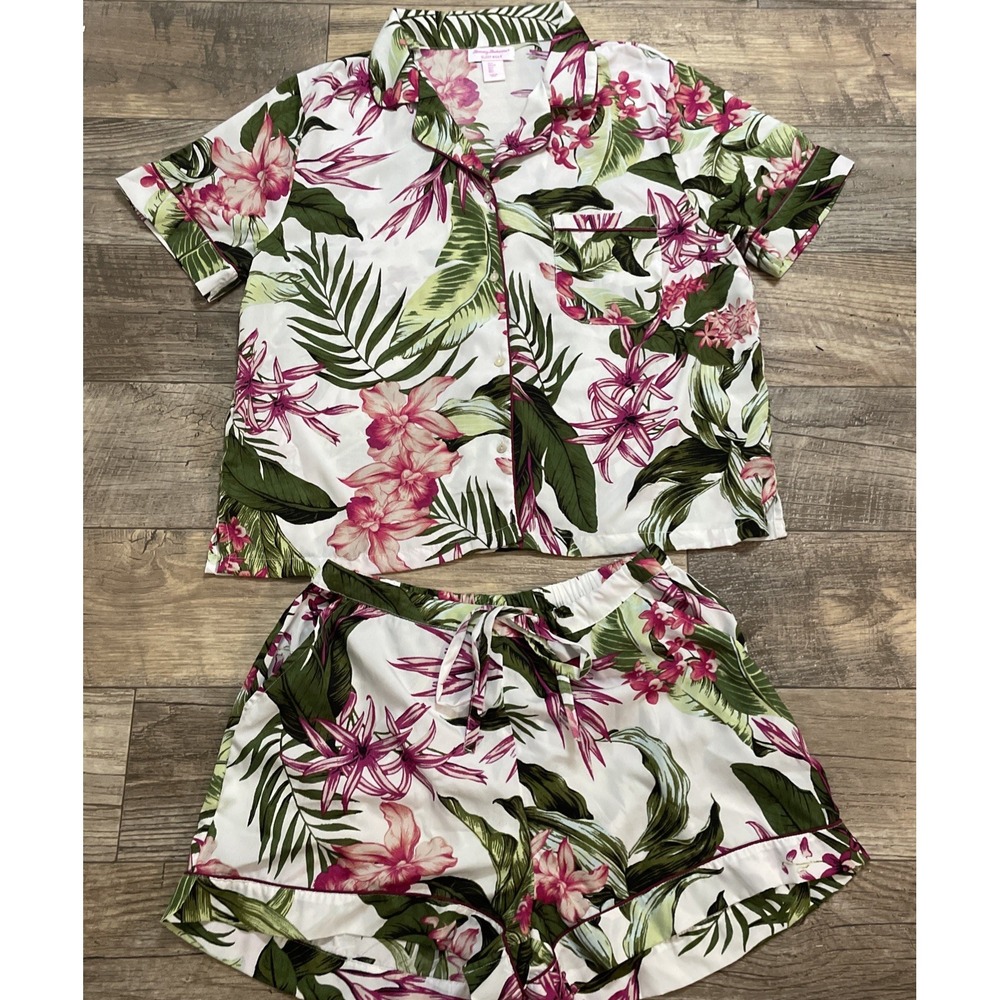 Tommy Bahama Sleepwear Set Shirt Button Up Short With Pockets Tropical Large